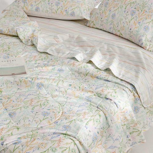 100% Cotton Antibacterial Fiber Washed Summer Quilt