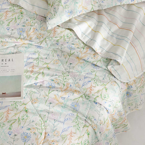 100% Cotton Antibacterial Fiber Washed Summer Quilt
